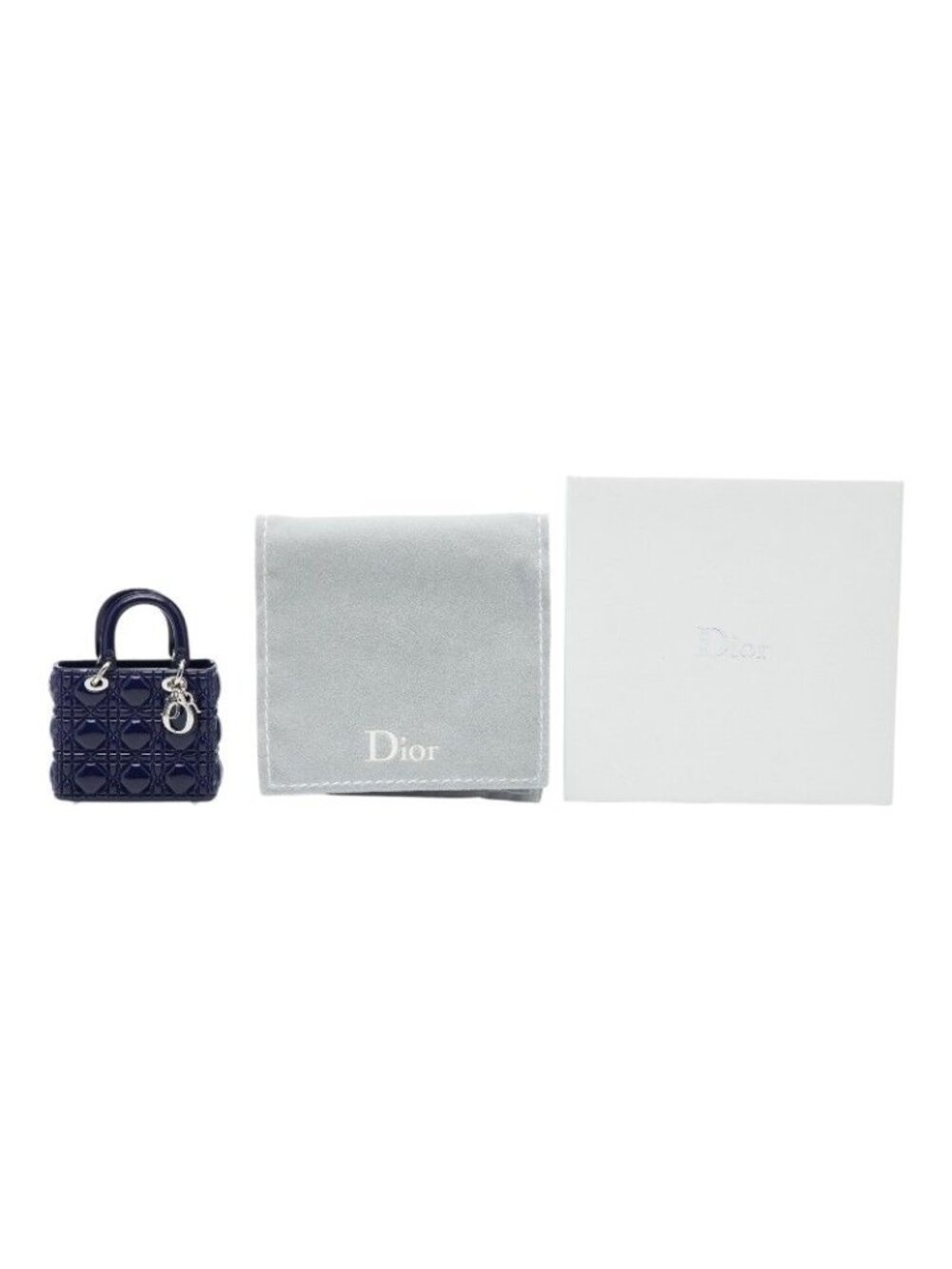 Dior Lady Dior Mirror Charm Navy Blue Metal 1- Handbag - Picture 6 of 6